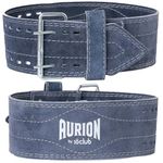 Aurion by 10 CLUB Sued Leather Powerlifting Gym Belt-Small | Weight Lifting Belt for Heavy Workout for Men & Women | Professional Heavy Weight Lifting Belt - Grey Blue