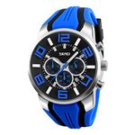 Skmei Mens Big Face Watches YAHE Sports Waterproof Casual Date Calendar Analogue Quartz Wrist Watch with Rubber Band (Blue)