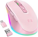 Seenda Wireless Mouse, Type C Mouse with Jiggler - Light Up USB C Mouse, USB & Type C Receiver, Build-in Jiggler Mover Compatible with MacBook,iPad,Windows Tablet/Laptop/Computer -Pink