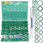 XBVV 595 Pcs Metric and SAE Air Conditioning O-Ring Kit for Automotive A/C, Compressor and Professional Faucet Plumbing Seal Orings Repair with O-Ring Picks,Resist Oil and Heat (Green)