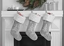Gray Velvet Christmas Stocking, Set