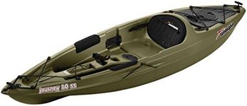 Sun Dolphin Journey 10 SS Sit on Top Kayak, 1 Person Fishing Kayak for Adults, Recreational Kayak with Portable Accessory Carrier & 1 Paddle, Carries Weight Up to 250 lbs (Olive-10ft)