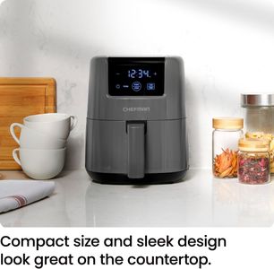 Chefman 2L Mini Digital Air Fryer – Compact Nonstick, Dishwasher Safe, Grey