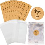 100 Pcs Wedding Confetti Bags Set, Includes 100 Pcs 90 x 135 mm Wedding Confetti Glassine Bags Paper Wedding Favor Bags Glassine Envelopes and 100 Wedding Confetti Stickers