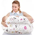 Nursing Pillow for Breastfeeding - Ergonomic Comfort & Support Baby Pillow for Bottle Feeding and Breastfeeding, Easier and Healthier Nursing, Firm Fiber Fill, with Removable Cover (Rainbow)