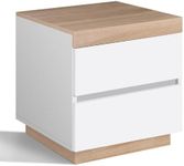 ALFORDSON Bedside Table White 2-Drawer Nightstand Cabinet Organiser 50cm x 45cm x 54cm Wooden Storage Side Chest Table for Hallway, Bedroom and Living Room (Danae)