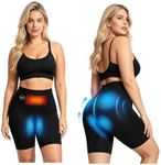 Microcurrent Toning Shorts for Women, High Waist Tummy Control Butt Lifting Compression Shorts, 8 Modes 30 Intensity Levels, 3-Level Abdominal Heating for Body Sculpting Black