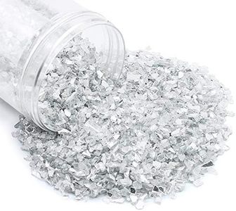BILLIOTEAM 2.2lb/1000g Decoration Crushed Glass,Reflective White Glass Gravel Pebbles Stone Beads Chips for Platinum Reflective,Resin Art,Fish Tank Aquarium Garden