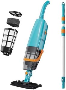 LVKE Cordless Handheld Pool Vacuum with Telescopic Pole, Rechargeable Battery, 60 Mins Runtime, High-Efficiency Screen, Ideal for Spa, Hot Tub, Above-Ground & In-Ground Pools Deep Cleaning, Lake Blue