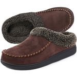 ULTRAIDEAS Men's Cozy Memory Foam Moccasin Suede Slippers with Fuzzy Plush Wool-Like Lining, Slip on Mules Clogs House Shoes with Indoor Outdoor Anti-Skid Rubber Sole