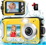 Underwater Camera - 2.7K&1080P 11FT Waterproof Camera with 32GB Card 48MP Dual-Screen Selfie for Snorkeling Compact Floatable Point and Shoot Digital Camera Type-C