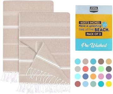 Utopia Towels Turkish Beach Towel - 40 x 72 Inches - Pack of 2 - 100% Cotton - Prewashed for Soft Feel - Quick-Dry Oversized Beach Towels (Beige)