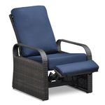 Outdoor Recliner Outdoor Wicker Recliner Chair with 5.5'' Thickness Cushions, Automatic Adjustable Rattan Patio Chaise Lounge Chairs, Aluminum Frame, UV Resistant and Rustless