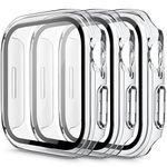 3 Pack Hard PC Case for Apple Watch Screen Protector 44mm SE Series 6 Series 5 Series 4, Full Protective Cover with Tempered Glass for iWatch 44mm (Transparent, 3 Pack)