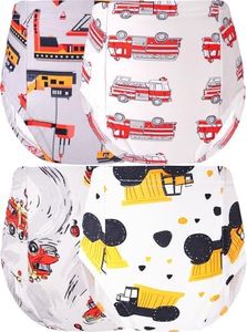 BliBliTaTa Boys Training Underwear Pants 4-Pack Toilet Potty Underpants Cotton Absorbent Padded Reusable Leak Resistant Feel Wet For Toddler Baby 6 Excavator Fire Engine