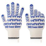 BBQ Gloves 932℉ Heat Resistant Oven Gloves, Cooking Gloves for BBQ, Grilling, Baking,Cutting, Smoker Fireplace-1 Pair (blue)