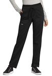 Cherokee Scrubs for Women Workwear Revolution, Drawstring Cargo Pants WW105P, L Petite, Black