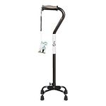 Hugo Mobility Adjustable Quad Cane for Right or Left Hand Use, Cocoa, Small Base