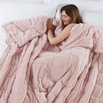 TEDDY FLEECE Weighted Blanket for Adults Soft Sherpa Throw Sleep Therapy Autism Sensory Anxiety Stress Relief Insomnia Sleeping Aid (Blush Pink, King Size - 150cm x 200cm - 10kg (22lb))