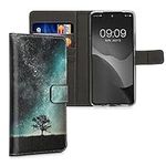 kwmobile Wallet Case Compatible with Motorola Moto G72 Case for Phone - Cosmic Nature Blue/Grey/Black