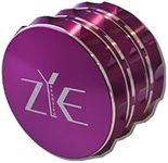 ZYE Herb Grinder – Quality Aluminium w/Ultra Sharp Teeth – Large 2.5" 4 Piece w/Twist & Lock Storage Layer – No Flaking and Non-Stick - Purple