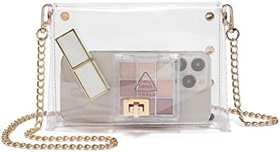 YueBags Small Clear Purse Stadium Approved for Women,Cute Clear Crossbody Bag for Sports Event,Concert,Gameday, Gold