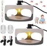 ALLOMN Flea Traps Kit for Home, 2 Pack Fleas Trap Lamps with 10pcs Sticky Sticker for Bedroom Living Room Utility Room Kitchen, Flea Light Traps Non-Toxic with 4 Light Bulbs for Gnat, Moth, Fruit
