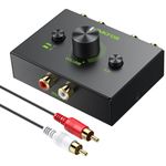 LiNKFOR RCA Stereo Audio Switch 2 in 1 Out R/L Stereo Audio Switch 1 in 2 Out Stereo Audio Splitter with Mute Button and No External Power Required