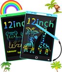 Dirrelo 12 Inch LCD Writing Tablet, 2 Pack Portable Magic Drawing Tablet, Toddler Learning Toy Colorful Doodle Scribbler Pad, Kids Travel Toy for 2-7 Year Old Boys Girls Christmas Birthday Gift