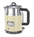 Russell Hobbs Electric Kettle (1.7L, Rapid Boil function, Perfect Pour Spout, Stainless Steel accents, Retro design, Removable washable filter, Water temperature & level indicator, Cream) Retro 21672