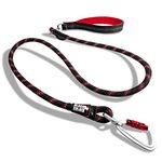 Black Rhino – Heavy Duty Dog Rope Leash with Ultra-Soft Neoprene Padded Handle | Aircraft Aluminum Carabiner | Reflective Weatherproof Dog Leash for Small Medium Large Dogs (5 Feet, Red/Bl)