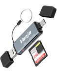 Vanja SD Card Reader, Type C/USB/Micro USB SD Card Reader Adapter for Mac, Macbook, iPhone 15, Camera, Android Phone, PC, Laptop, Computer, Memory Card Reader Support Micro SD/SDHC/SDXC/MMC