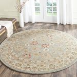 Grey Blue/ Beige , 3'6 x 3'6 Diameter : Safavieh Antiquities Collection AT822A Handmade Traditional Oriental Grey Blue and Beige Wool Round Area Rug (3'6" Diameter)