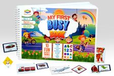 OMNY, My First Busy Book,Kids Activity Play Book for 2 to 4 years old, 30 Interactive Activity Binder for Early Learning, Montessori Book with hook and loop, 98 Cut-outs with cornered edges,Splash and Tear proof, Spiral Binding,Preschool sticker book for toddler activities