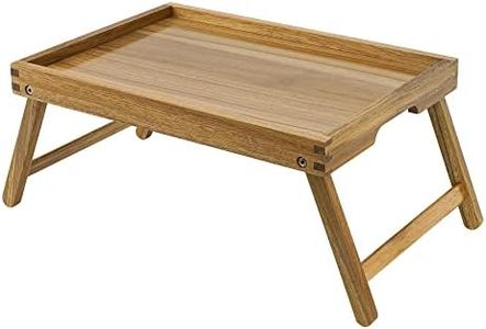 VaeFae Acacia Bed Table Tray, Wooden Breakfast Tray with Folding Legs, Bed Tray for Eating and Laptop, Eating Trays for Bedroom