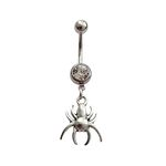 Spider Gothic Style Belly Button Ring, Surgical Stainless Steel 14G Navel Barbell Ring, Cool Piercing Body Jewelry, Cute Pendant for Woman