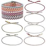 Dxhycc 24 Pieces Woven Friendship Bracelets Handmade Braided Friendship Bracelet with a Sliding Knot Closure for Kids and Adults Party Favors