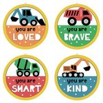 HPNIUB Construction Vehicles Wall Decor, Kids Playroom Wooden Hanging Wall Pediments, Motivational Wall Art for Boys, 4 Pieces 10''x10'' Nursery Wall Art Inspirational Quotes Decoration