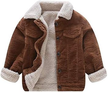 Moru Toddler Boy Winter Corduroy Jacket Baby Girl Fall Sherpa Lined Outwear Coat, Dark Brown, 12-18 Months