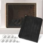 MyLifeUNIT Mesh Fireplace Cover, 39" x 32" Magnetic Fireplace Screen Covers with Adhesive Metal Sheets Fit for Any Fireplaces, Black Fireplace Guard Gate Protector for Living Room