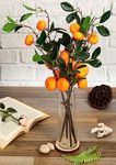 SATYAM KRAFT 3 Pcs Artificial Orange Stick, Artificial Flower Decoration Plant for Diwali,Home Decor,Living Room, Deepawali Decoration Item (Without vase)(Pack of 3)(Orange)(Material: Fabric)