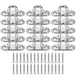 FWEEK 15 Pack 1.8 inch Stainless Steel Ceiling Hook Pad Eye Plate M5 Oblong Pad Eye Marine Hardware Staple Hook Loop Wall Mount Hanger Hook with 30 PCS Screws