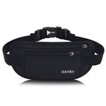 DAITET Running Belt Waist Pack, Fanny Pack for Men&Women, Travel Money Belt, Waterproof Waist Bag, Adjustable Workout Belt Fits All Phone (Pure Black)