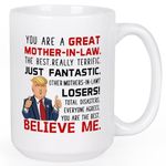 Maustic Gifts for Mother in Law, Trump Mother in Law Mug, Mother in Law Mothers Day Christmas Birthday Gifts from Daughter Son in Law, Future Mother in Law Gifts, Funny Mother-in-Law Mug 15 Oz