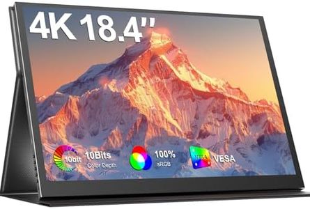 18.4-Inch 4K UHD Portable Monitor, IPS HDR Display, 10-Bit Colour, VESA Mountable, USB-C & Mini HDMI Ports, Leather Cover Included, Ideal for Travel, Gaming, and Office Use