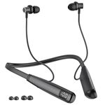 SOPPY Earphones, Wireless Neckband, Sports Earphones, Bluetooth 5.4 Stereo, with Microphone, ENC Noise Canceling, Hands-Free Calling [Up to 80 Hours of Continuous Usage], IPX5 Sweatproof, Power