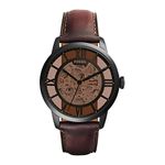 Fossil Watch for Men Townsman, Automatic Movement, 44 mm Black Stainless Steel Case with a Leather Strap, ME3098