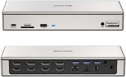 WAVLINK Displaylink Docking Station 4 Monitors (5K/4K@60Hz), Quad Displays for M1/M2/M3 Mac, Windows with PD 100W, 4X HDMI, 4X DP, 2.5G Ethernet, USB-A/USB-C, SD/TF 4.0, Audio.