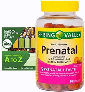 Spring Valley Prenatal Multivitamin Gummies, 90 Ct Bundle with Exclusive "Vitamins & Minerals - A to Z" - Better Idea Guide (2 Items)