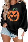 Zeagoo Women's Halloween Pumpkin Graphic Sweatshirts Long Sleeve Pullover Tops Gothic Fall Y2K Clothes 2024